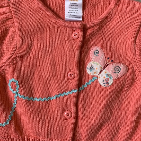 Gymboree Made With Love Butterfly Cardigan Sweater 3-6 Months Cotton Easter - Picture 3 of 5